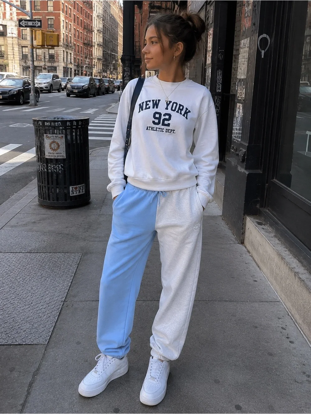 Abercrombie & Fitch Split Light Blue and White Jogger Pants
